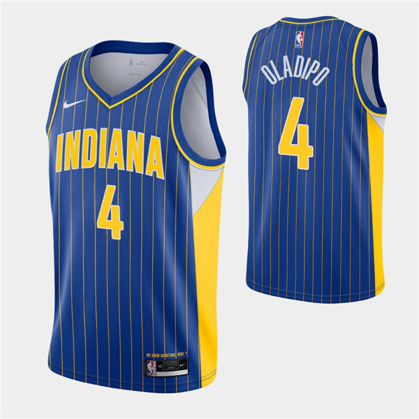 Men's Indiana Pacers #4 Victor Oladipo Royal NBA City Swingman 2020-21 Stitched Jersey